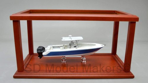 Robalo boat replica model in display case