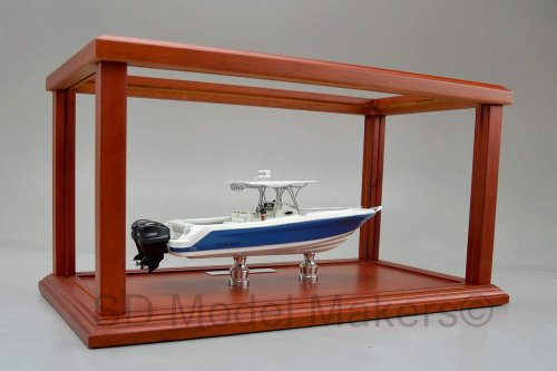 Robalo boat scale model in display case